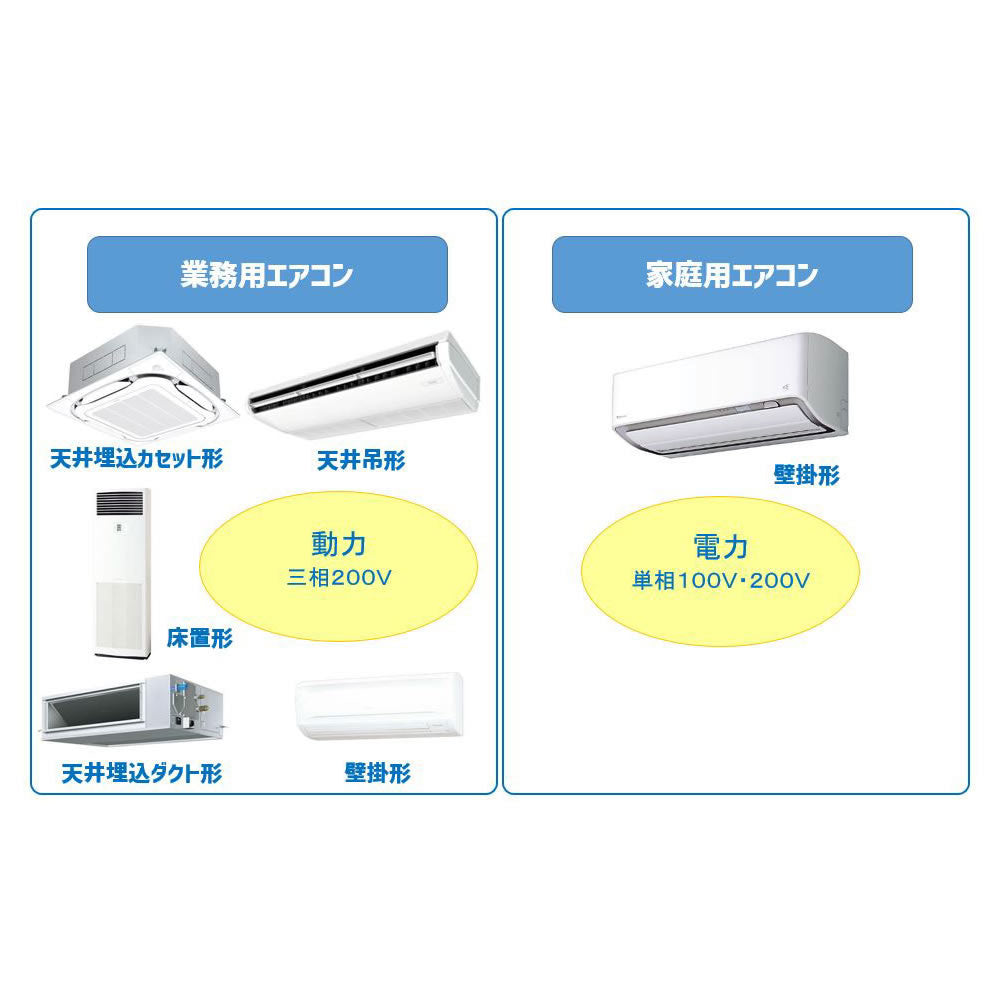 【200V】工場・倉庫用 200Vエアコン単相電源 増設サービス